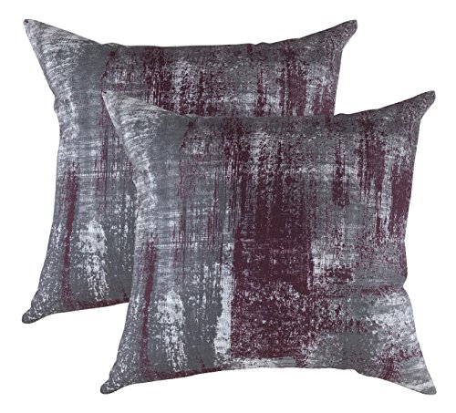 TreeWool Dekorativer Kissenbezug (40 x 40 cm, Burgunderfarben) Brush Art Design 100% Baumwolle (2er Pack) von TreeWool