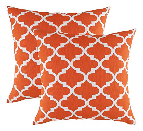 TreeWool Dekorativer Kissenbezug (40 x 40 cm, California Orange) Trellis Design 100% Baumwolle (2er Pack) von TreeWool