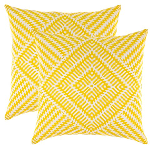 TreeWool Dekorativer Kissenbezug (40 x 40 cm, Gelb) Kaleidoskop Design 100% Baumwolle (2er Pack) von TreeWool