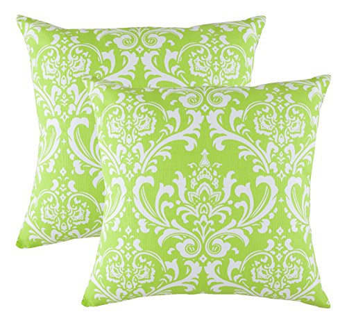 TreeWool Dekorativer Kissenbezug (40 x 40 cm, Grün) Damask Design 100% Baumwolle (2er Pack) von TreeWool