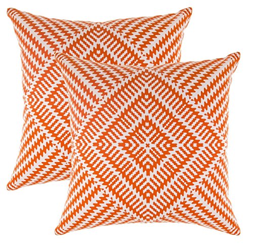TreeWool Dekorativer Kissenbezug (40 x 40 cm, Orange) Kaleidoskop Design 100% Baumwolle (2er Pack) von TreeWool