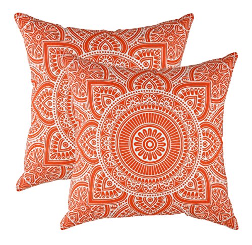 TreeWool Dekorativer Kissenbezug (40 x 40 cm, Orange) Mandala Design 100% Baumwolle (2er Pack) von TreeWool