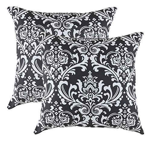 TreeWool Dekorativer Kissenbezug (40 x 40 cm, Schwarz) Damask Design 100% Baumwolle (2er Pack) von TreeWool