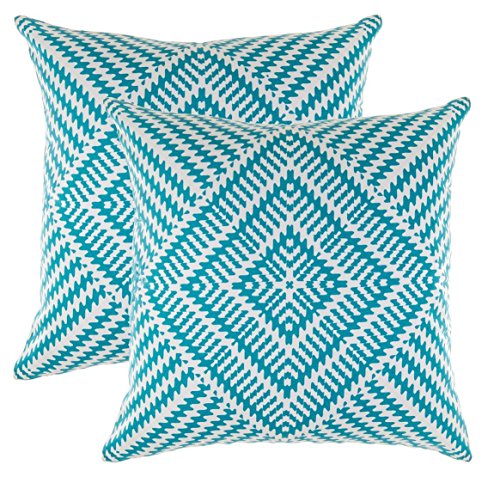 TreeWool Dekorativer Kissenbezug (40 x 40 cm, Türkis) Kaleidoskop Design 100% Baumwolle (2er Pack) von TreeWool