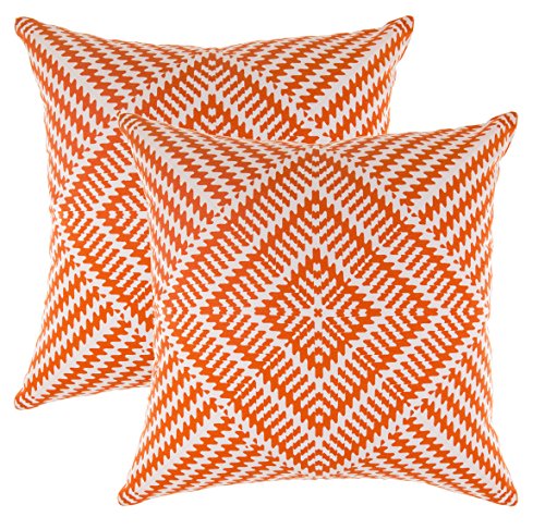 TreeWool Dekorativer Kissenbezug (45 x 45 cm, Orange) Kaleidoskop Design 100% Baumwolle (2er Pack) von TreeWool
