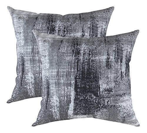 TreeWool Dekorativer Kissenbezug (45 x 45 cm, Schwarz) Brush Art Design 100% Baumwolle (2er Pack) von TreeWool