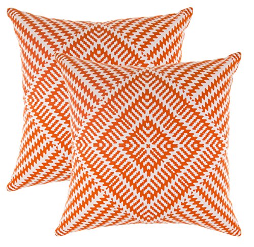 TreeWool Dekorativer Kissenbezug (55 x 55 cm, Orange) Kaleidoskop Design 100% Baumwolle (2er Pack) von TreeWool