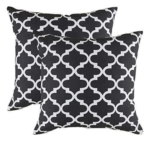 TreeWool Dekorativer Kissenbezug (60 x 60 cm, Schwarz & Weiß) Trellis Design 100% Baumwolle (2er Pack) von TreeWool