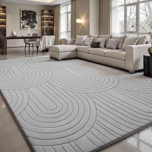 Treeboy Kurzflor Teppich Wohnzimmer,Teppich Groß,3D Halbkreismuster Carpet,Waschbarer Teppiche Schlafzimmer Flauschige Rugs,Teppiche Gegend Mit Rutschmatte,Hellgrau,240 x 300 cm Treeboy Kurzflor Teppich Wohnzimmer,Teppich Groß,3D Halbkreismuster Carpet,Waschbarer Teppiche Schlafzimmer Flauschige Rugs,Teppiche Gegend Mit Rutschmatte,Hellgrau,240 x 300 cm von Treeboy