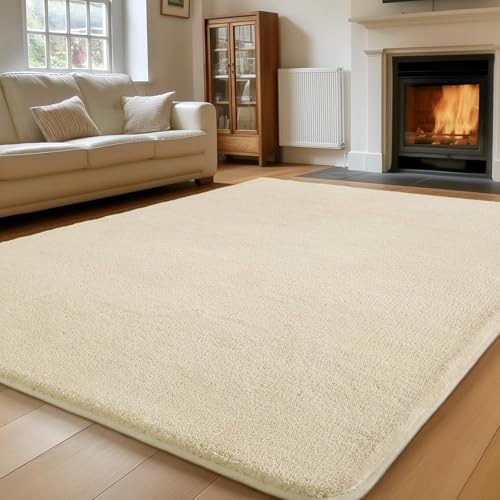 Treeboy Teppich Wohnzimmer 120x160, Teppich Beige Waschbarer Teppich Kinderzimmer Mädchen Junge Teppich Schlafzimmer Grau Carpet Teppiche Gegend Kurzflor Flauschig Rutschmatte von Treeboy