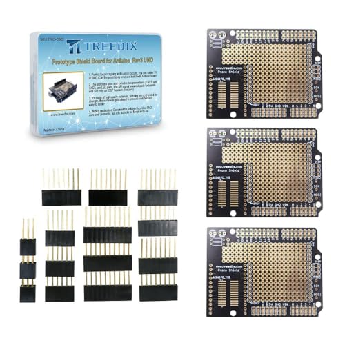 Treedix 3 Stück Prototiping Shield Board Erweiterung PCB Breadboard Doppelseitig verzinnt vergoldet Löcher mit weiblichem Header DIY Kit kompatibel mit Arduino Treedix 3 Stück Prototiping Shield Board Erweiterung PCB Breadboard Doppelseitig verzinnt vergoldet Löcher mit weiblichem Header DIY Kit kompatibel mit Arduino von Treedix