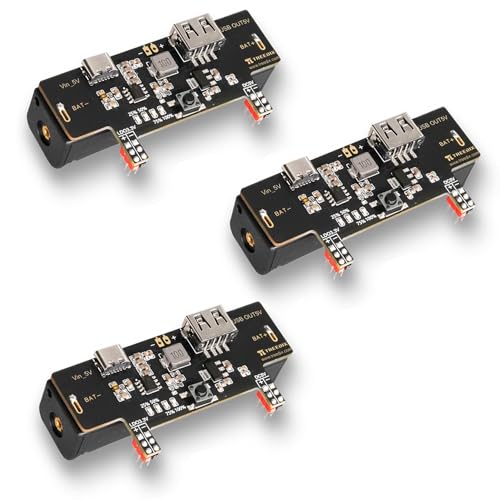 Treedix Breadboard Stromversorgungsmodule 3,3 V / 5,5 V, ausgestattet mit USB-Ladeanschluss Typ C, Ausgangsanschluss Typ A und Akku-Steckplatz, Lademodule für Breadboard (drei Stück) von Treedix
