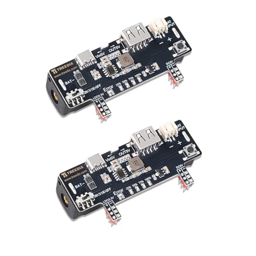Treedix Breadboard Stromversorgungsmodule 3,3 V / 5,5 V, ausgestattet mit USB-Ladeanschluss Typ C, Ausgangsanschluss Typ A und Akku-Steckplatz, Lademodule für Breadboard von Treedix