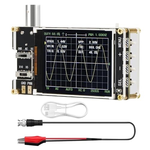 Treedix Handheld Digitales Mini-Oszilloskop-Kit mit 2,4'' LCD-Bildschirm, 3 Trigger-Modi, 24MSa/s hoher Abtastrate, 200 kHz Bandbreite, X10/X5/X1 Empfindlichkeit, GND/AC/DC Kopplungsmethode von Treedix
