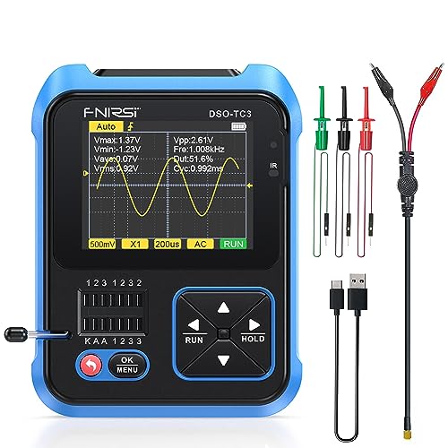 Treedix Oszilloskop Multimeter, 3 in 1 Digital Oszilloskop Generator, 2.4 Zoll HD Farbbildschirm USB wiederaufladbare Digital Transistor Tester Kit, PWM Ausgangssignalgenerator, 500kHz Bandbreite von Treedix