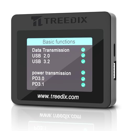 Treedix USB-Kabeltester, 6,1 cm Farbdisplay, USB-C-Kabeltester, USB-Tester, unterstützt Kabeltest, Widerstandstest, Typ-C-eMarker für Micro-B 2.0, Micro-B 3.0, Typ-C, Lightning, Mini-B Treedix USB-Kabeltester, 6,1 cm Farbdisplay, USB-C-Kabeltester, USB-Tester, unterstützt Kabeltest, Widerstandstest, Typ-C-eMarker für Micro-B 2.0, Micro-B 3.0, Typ-C, Lightning, Mini-B von Treedix