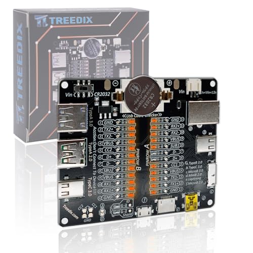 Treedix USB-Kabeltester USB-C-Kabeltester, Datenkabeltester Prüfplatine für USB-C, USB-A, Micro Mini Lightning-Kabel, schnell den Kabelsalat sortieren, indem Sie die LEDs überprüfen von Treedix