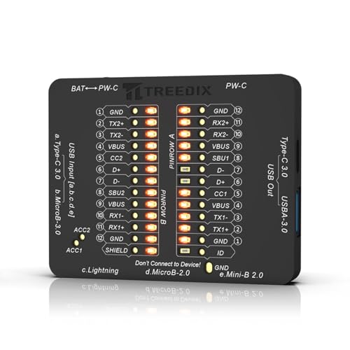 Treedix USB Kabeltester USB-C-Kabeltester Datenkabeltester Prüfplatine, USB Tester für Type-C, USB-A 3.0, Micro-B 3.0, Micro-B 2.0, Mini-B 2.0 sowie für Lightning-Kabel indem Sie die LEDs überprüfen Treedix USB Kabeltester USB-C-Kabeltester Datenkabeltester Prüfplatine, USB Tester für Type-C, USB-A 3.0, Micro-B 3.0, Micro-B 2.0, Mini-B 2.0 sowie für Lightning-Kabel indem Sie die LEDs überprüfen von Treedix