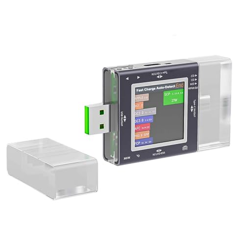 Treedix USB Meter Tester, Multifunktions Tester mit Farbbildschirm, Schnelllade-Protokoll-Erkennung, Spannungs-/Stromkurve, 54V Hochspannungsunterstützung, Firmware-Upgrade, hochpräzise Messung von Treedix