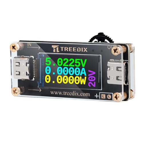 Treedix USB Tester USB Type C to Type C QC PD3.0 Trigger Module with LCD Screen Type-C Female Interface 5V 9V 12V 15V 20V 5A Adjustable Voltage Current Power Supply, PD2.0/PD3.0, QC2.0/QC3.0, BC1.2 Treedix USB Tester USB Type C to Type C QC PD3.0 Trigger Module with LCD Screen Type-C Female Interface 5V 9V 12V 15V 20V 5A Adjustable Voltage Current Power Supply, PD2.0/PD3.0, QC2.0/QC3.0, BC1.2 von Treedix