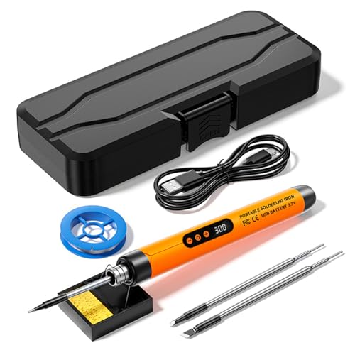 Treedix kabelloser Lötkolben Set, Akku Lötkolben, USB wiederaufladbar, tragbar, 8W Schweißset mit drei Lötspitzen, einstellbare Temperatur, elektrischer Lötkolbenstift zum Reparieren von Treedix