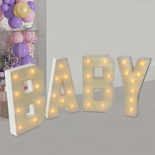 LED Buchstaben Lichter BABY 3D LED Beleuchtung Buchstabe Lampe Groß Warm Lichter Dekoration für Geburtstag, Party von Treeisland