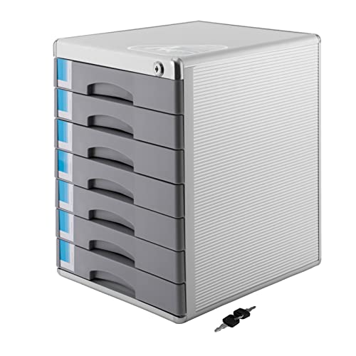 Metall Schubladenbox Abschließbar 7 Fächer A4 Schubladenboxen Aluminiumlegierung Dokumenten Aufbewahrung Ablagebox für Häuser, Büros von Treeisland