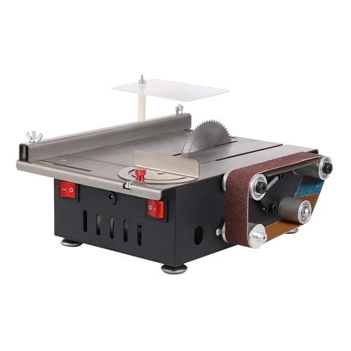 Mini Tischkreissäge mit Bandschleifer, 200 W Multifunktionale Tragbare Präzisions Tischsäge mit 4 Sägeblätter für Holzbearbeitung von Treeisland