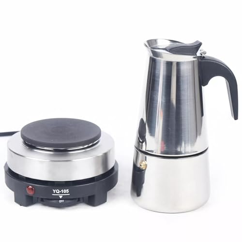 Treeisland Espressokocher Elektrisch 6 Tassen Espresso Kocher Elektrisch Edelstahl Espressomaschine für 6 Tassen, 300ml von Treeisland