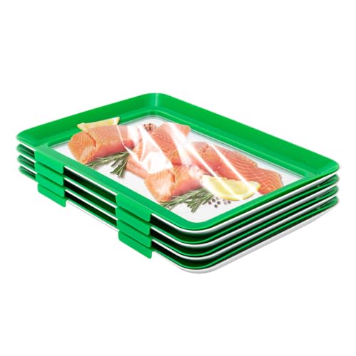 Treeisland Frischhaltedosen für Wurst und Käse-Aufschnitt, 4er Set Stapelbare Aufschnittbox Lebensmittelkonservierung Tablet Aufschnitt Aufbewahrungsbox von Treeisland