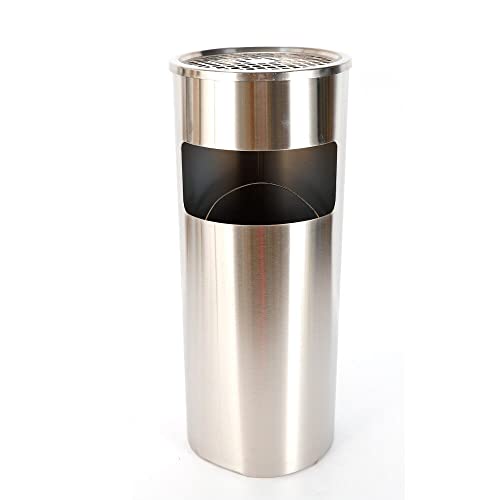 Treeisland Outdoor Mülleimer mit Aschenbecher, 30L Edelstahl Mülleimer mit Inneneimer für Schlafzimmer Büro Hotel (Silber) von Treeisland