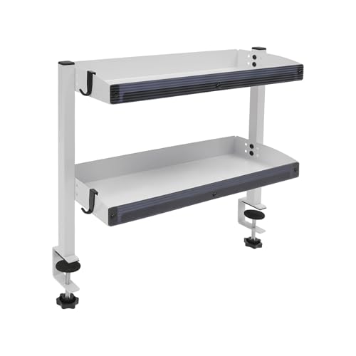 Treeisland Schreibtischregal mit Klemmvorrichtung, 2-stufiges Schreibtischregal mit Klemmen, Schreibtisch Regalaufsatz für Büro, Wohnzimmer von Treeisland