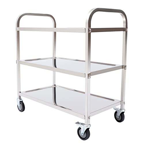 Treeisland Servierwagen mit Rollen, 85x45x90 cm Edelstahl Servierwagen 3 Etagen Küchenwagen für Restaurant, Hotel Treeisland Servierwagen mit Rollen, 85x45x90 cm Edelstahl Servierwagen 3 Etagen Küchenwagen für Restaurant, Hotel von Treeisland