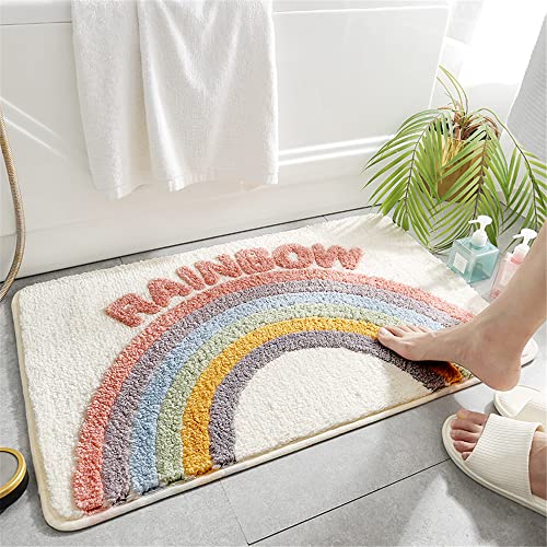 Badezimmermatte Weicher Saugfähig Badezimmerteppich, Treer Mikrofaser Beflockung Badematten Antirutsch Badvorleger Duschteppich Waschbar Badteppich (Zitrone1,45x65cm) von Treer-shop