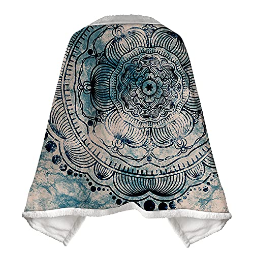 Kuscheldecke Flauschig Flanell Decke, Treer Weich Warm Flanell Umhänge Multifunktionsdecke mit Knopffixierter, Mandala Fleecedecke Sofadecke Couchdecke TV-Decke (Violettes Mandala,150x120cm) von Treer-shop
