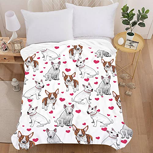 Treer Kuscheldecke Flanell Decke Überwurf - 3D Hund Druck Wohndecke Weiche Mikrofaser Fleecedecke als Sofadecke, Couchdecke, Sofaüberwurf, Bettüberwurf, Tagesdecke (150X130cm,Bullterrier) von Treer-shop