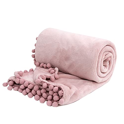 Treer Kuscheldecke Flanell Decke Überwurf - Einfarbig Wohndecke Weiche Mikrofaser Fleecedecke als Sofadecke, Couchdecke, Sofaüberwurf, Bettüberwurf, Tagesdecke (230X230cm,Rosa) von Treer-shop