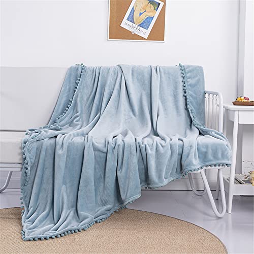 Treer Kuscheldecke Flanell Decke Überwurf - Einfarbig Wohndecke Weiche Mikrofaser Fleecedecke als Sofadecke, Couchdecke, Sofaüberwurf, Bettüberwurf, Tagesdecke (Eisblau,200X230cm) von Treer-shop