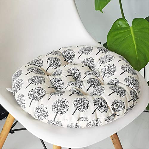Treer Runde Stuhlkissen Baumwolle und Leinen Sitzpolster Tatami Kissen Garten Büro Esszimmer Stühle Stuhlauflage (Cremeweiß,50x50cm) von Treer-shop