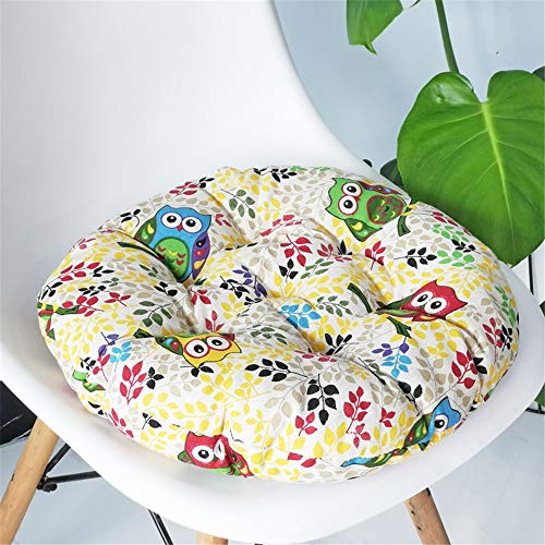 Treer Runde Stuhlkissen Baumwolle und Leinen Sitzpolster Tatami Kissen Garten Büro Esszimmer Stühle Stuhlauflage (Gelb,50x50cm) von Treer-shop