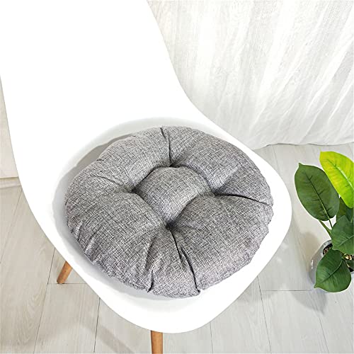 Treer Runde Stuhlkissen Baumwolle und Leinen Sitzpolster Tatami Kissen Garten Büro Esszimmer Stühle Stuhlauflage (Grau,50x50x9cm) von Treer-shop