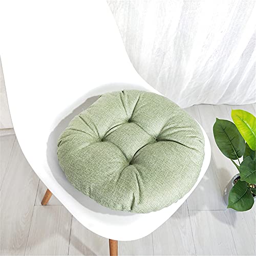 Treer Runde Stuhlkissen Baumwolle und Leinen Sitzpolster Tatami Kissen Garten Büro Esszimmer Stühle Stuhlauflage (Grün,40x40x9cm) von Treer-shop