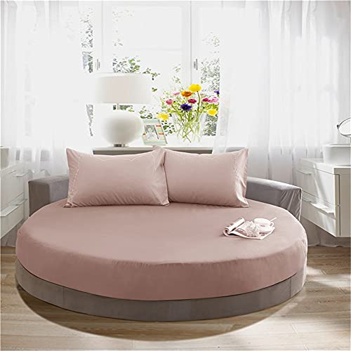 Treer Spannbetttuch Baumwolle Runde Spannbettlaken, Weiche Atmungsaktivem Einfarbige Bedding Hotel Spannbetttuch für Rundbett, Elastische Tiefe Tasche, Große Größen (Braun,180x180+25cm) von Treer-shop