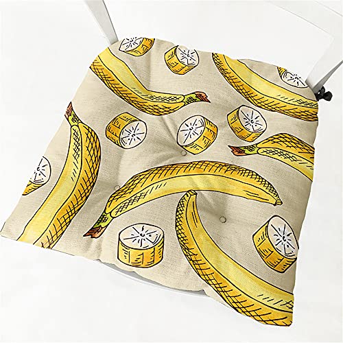 Treer Stuhlkissen mit Bändern Sitzkissen ,Tatami Kissen Stuhlauflage Sitzpolster Kissen für Stuhl Weiches Sitzkissen für Indoor Zuhause Stuhl Outdoor Garten (Banane,40x40cm) von Treer-shop