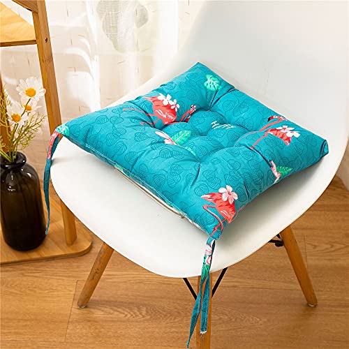 Treer Stuhlkissen mit Bändern Sitzkissen ,Tatami Kissen Stuhlauflage Sitzpolster Kissen für Stuhl Weiches Sitzkissen für Indoor Zuhause Stuhl Outdoor Garten (Blumen Flamingo,45x45cm) von Treer-shop