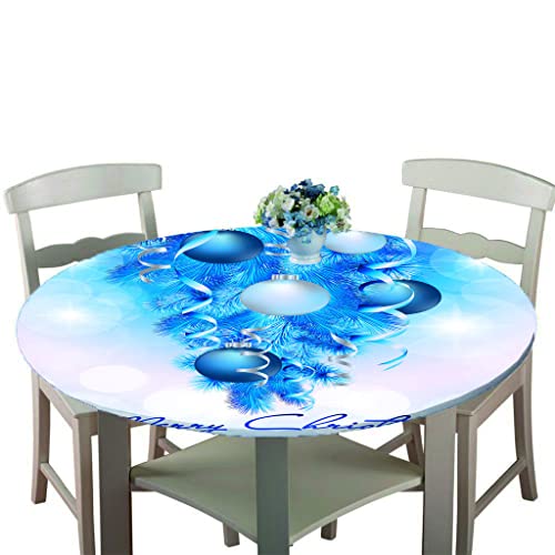 Treer Weihnachtstischdecke Runde Tischdecke Abwaschbar, 100% Polyester Outdoor Tischdecken Antifouling Wasserdicht Lotuseffekt Tischdecke Weihnachten Home Küche Party (Bandbälle,100cm) von Treer-shop