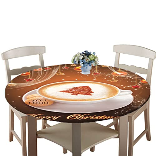 Treer Weihnachtstischdecke Runde Tischdecke Abwaschbar, 100% Polyester Outdoor Tischdecken Antifouling Wasserdicht Lotuseffekt Tischdecke Weihnachten Home Küche Party (Mokka-Kaffee,90cm) von Treer-shop