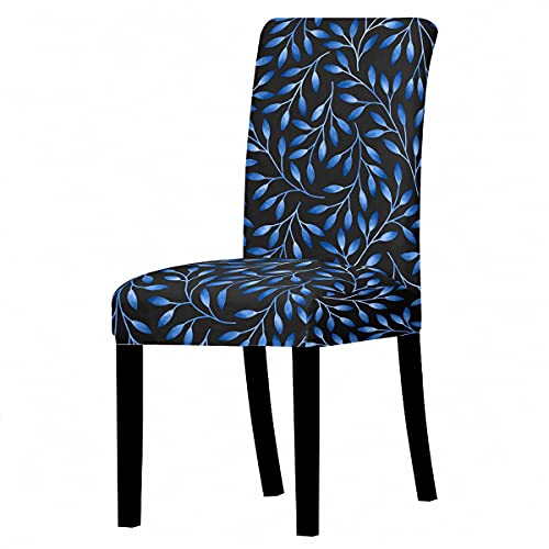 Universal Stuhlhussen Set Stuhlbezug Sitz Stretch Beschützer, Treer Pflanzen Blätter Abnehmbare Waschbar Stretch Stuhlhussen Für Stuhl Esszimmer Party Bankett Stuhldekoration (Blau,4 er Set) von Treer-shop