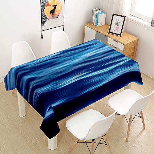 Wasserdicht Antifouling Tischdecke Rechteckig,Treer Abwaschbar Pflegeleicht Tischtuch 3D Meer Oberfläche Drucken Polyester Tischdecken für Dekoration Küche Esszimmer Garten (Blauer Ozean A,100x140cm) von Treer-shop