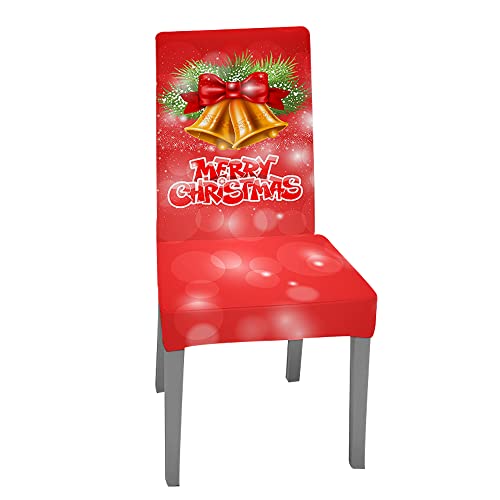 Weihnachten Universal Stuhlhussen Set Stuhlbezug Sitz Stretch Beschützer, Treer Abnehmbare Stretch Stuhlhussen Für Stuhl Esszimmer Party Bankett Stuhldekoration (Rote Schleifen,6 er Set) von Treer-shop